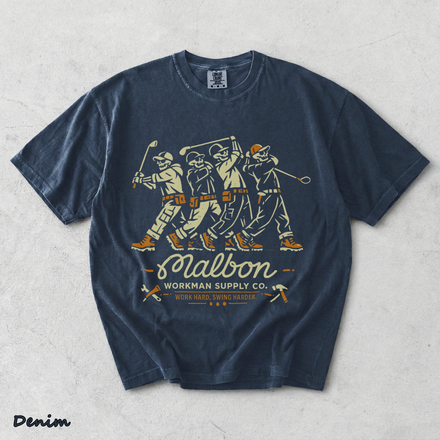 Workman Supply Co Skeleton Malbon Golfers - Denim mockup