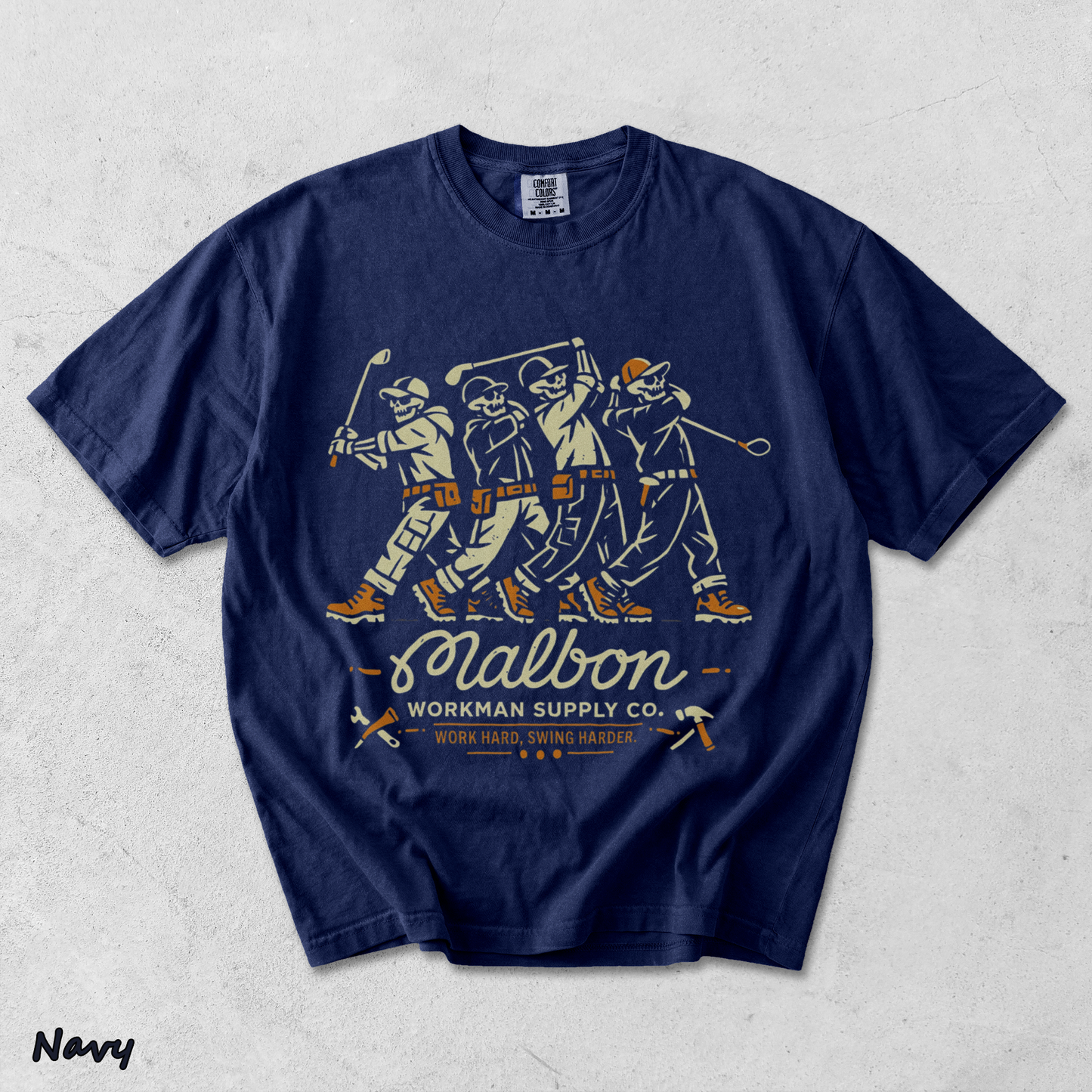 Workman Supply Co Skeleton Malbon Golfers - True Navy mockup