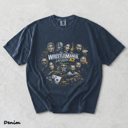 WrestleMania 42 Las Vegas Retro Wrestling 2 - Denim mockup