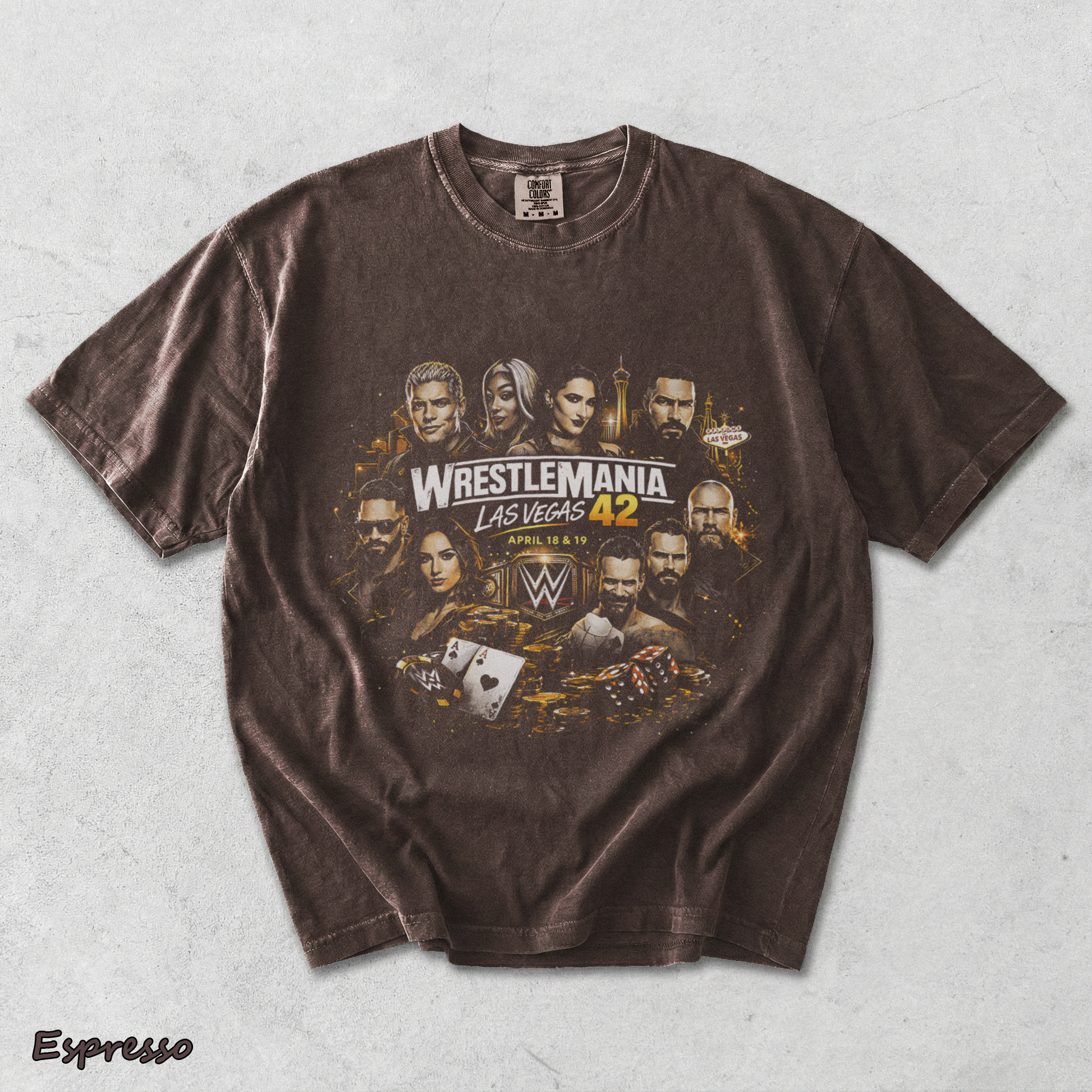 WrestleMania 42 Las Vegas Retro Wrestling 2 - Espresso mockup
