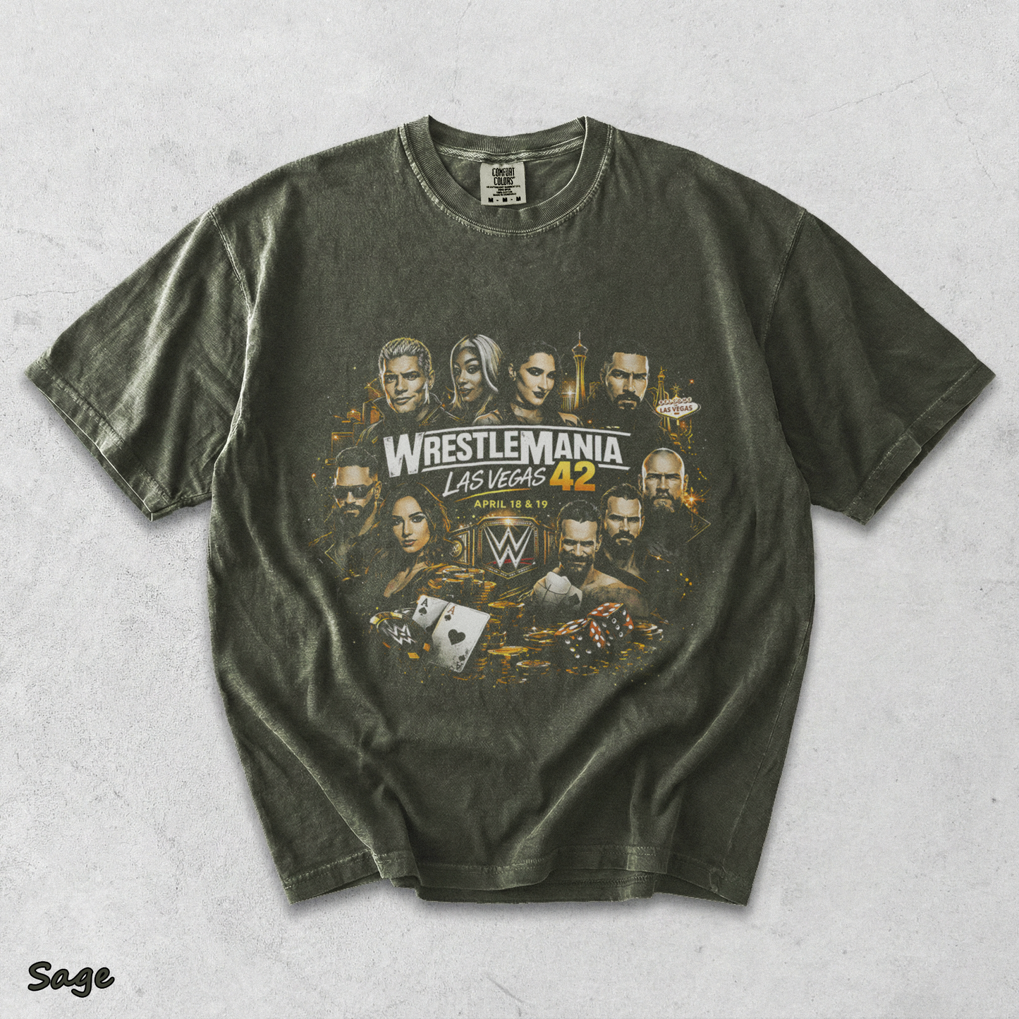 WrestleMania 42 Las Vegas Retro Wrestling 2 - Sage mockup
