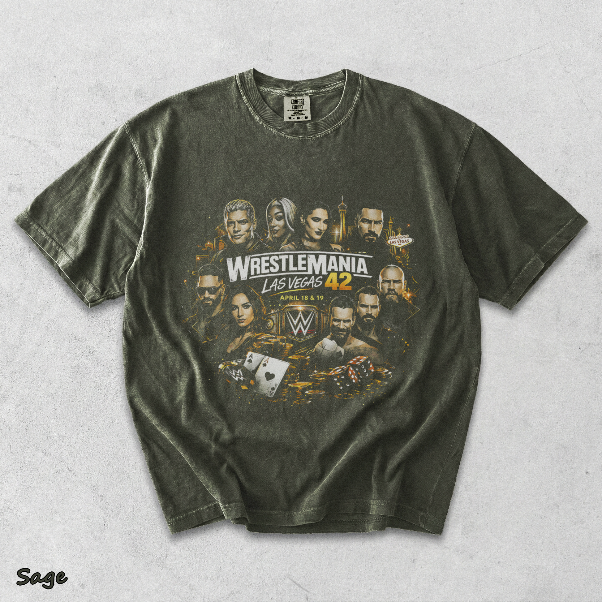 WrestleMania 42 Las Vegas Retro Wrestling 2 - Sage mockup