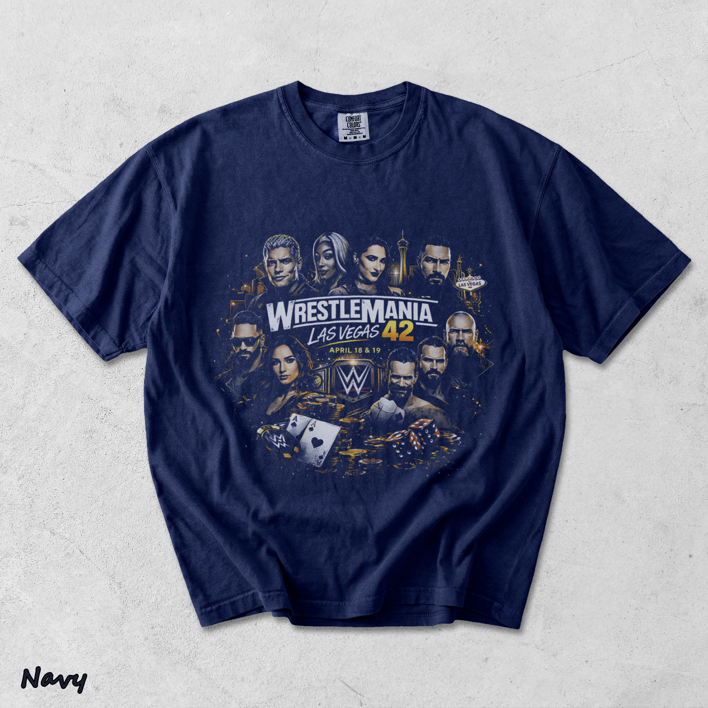 WrestleMania 42 Las Vegas Retro Wrestling 2 - True Navy mockup