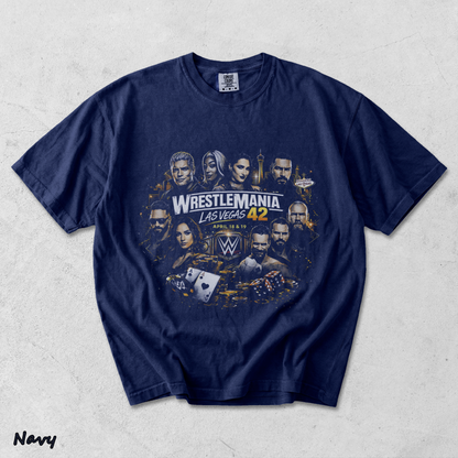 WrestleMania 42 Las Vegas Retro Wrestling 2 - True Navy mockup