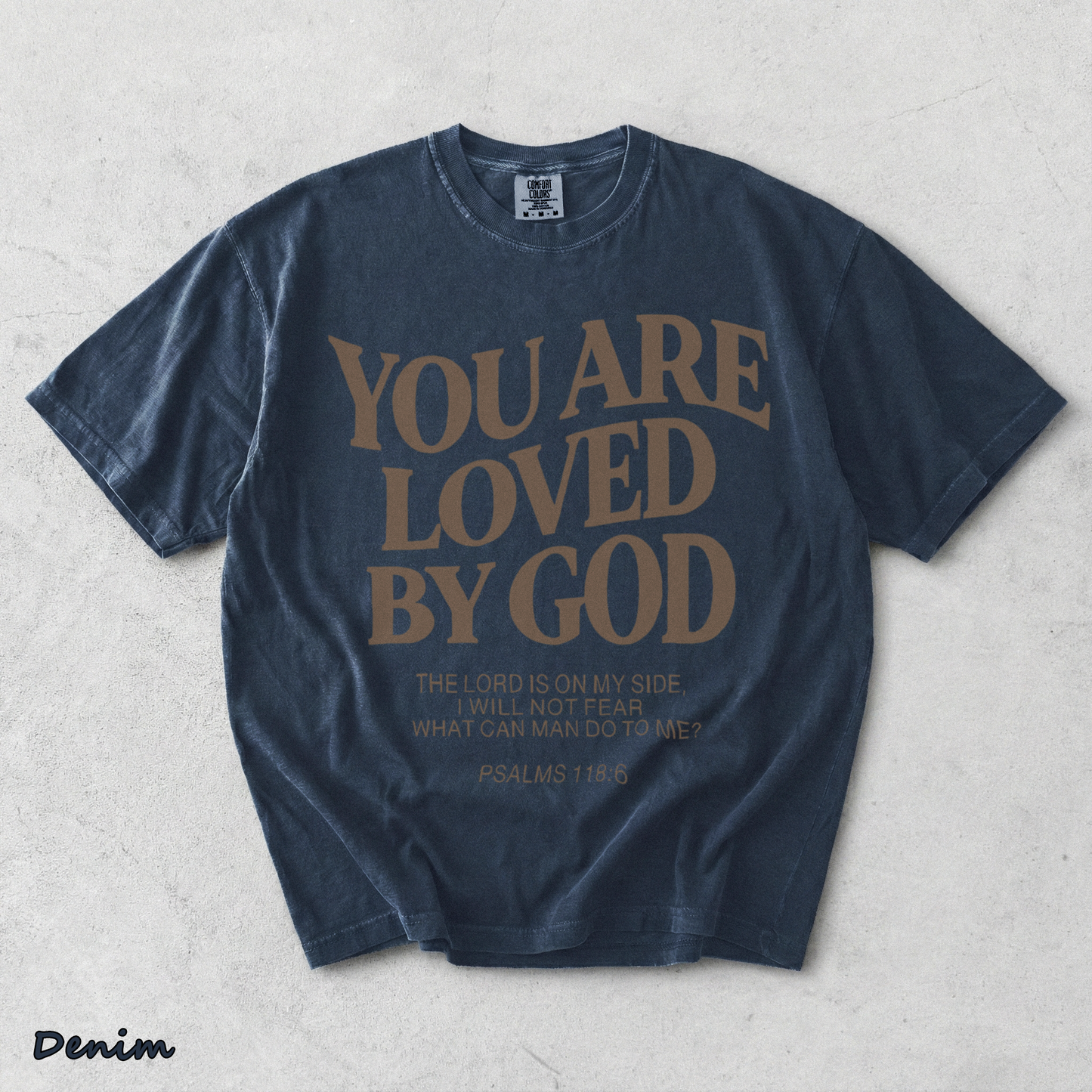 YOU ARE LOVED BY GOD 1 - Denim mockup