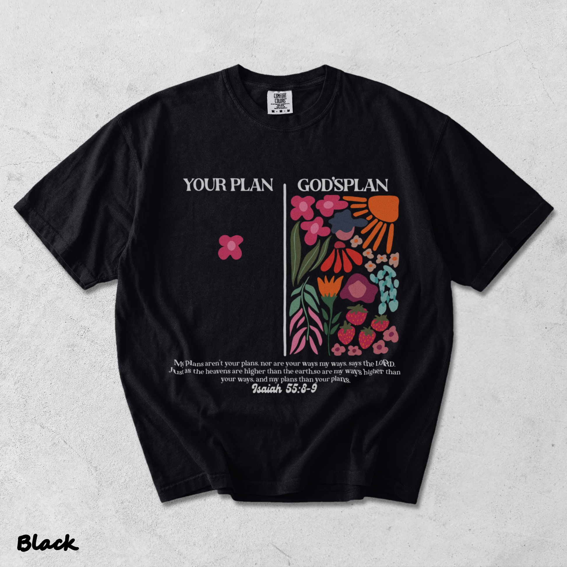 Your Plan God's Plan Washed Christian T-shirt back - Black mockup