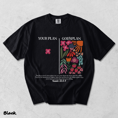 Your Plan God's Plan Washed Christian T-shirt back - Black mockup