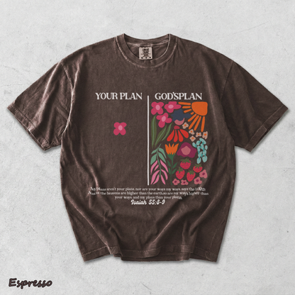 Your Plan God's Plan Washed Christian T-shirt back - Espresso mockup