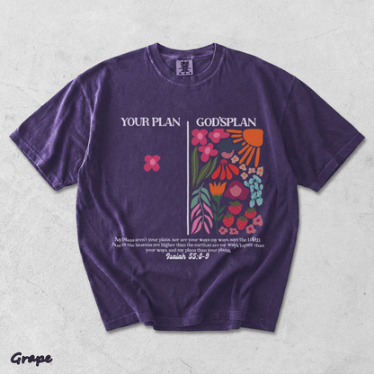 Your Plan God's Plan Washed Christian T-shirt back - Grape mockup