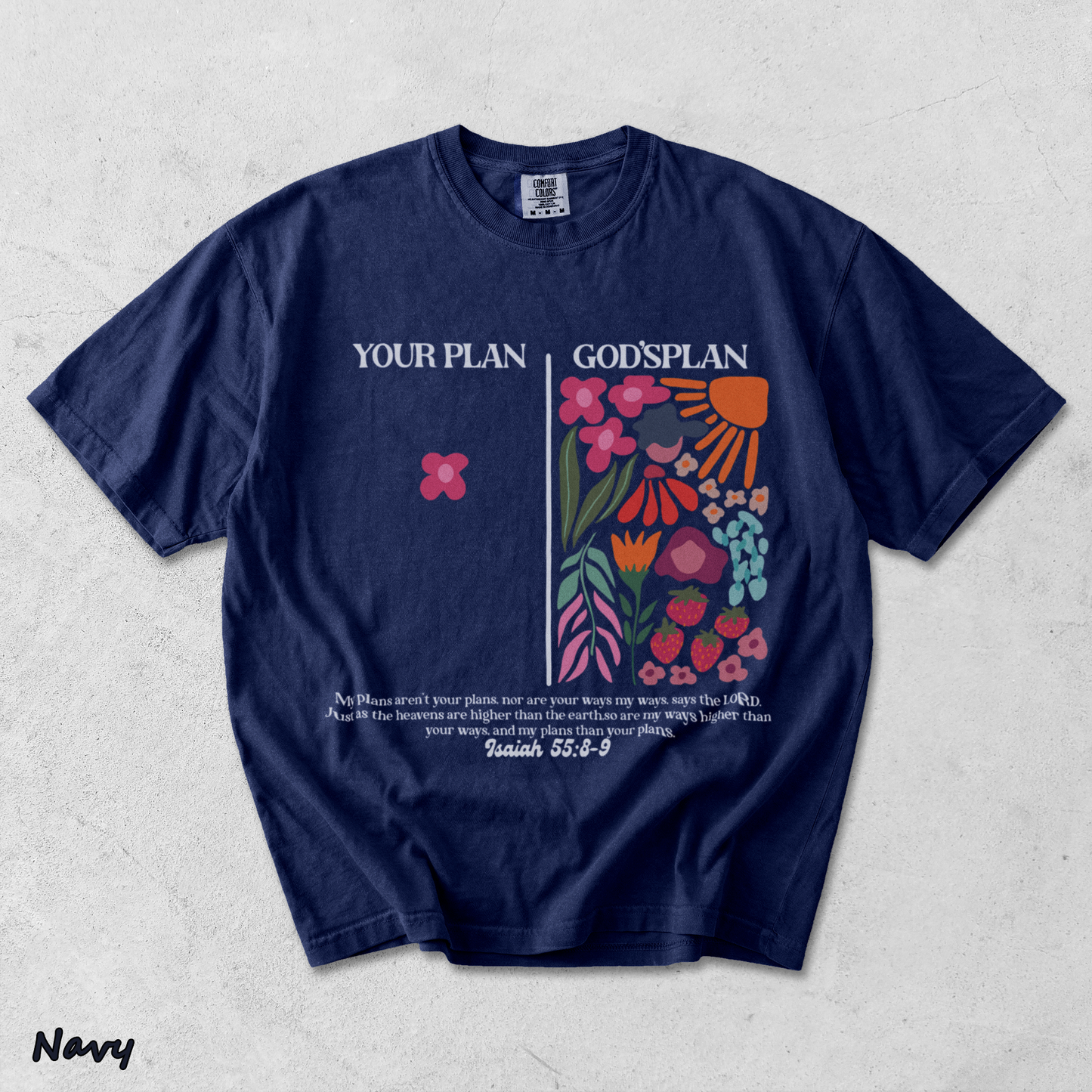 Your Plan God's Plan Washed Christian T-shirt back - True Navy mockup