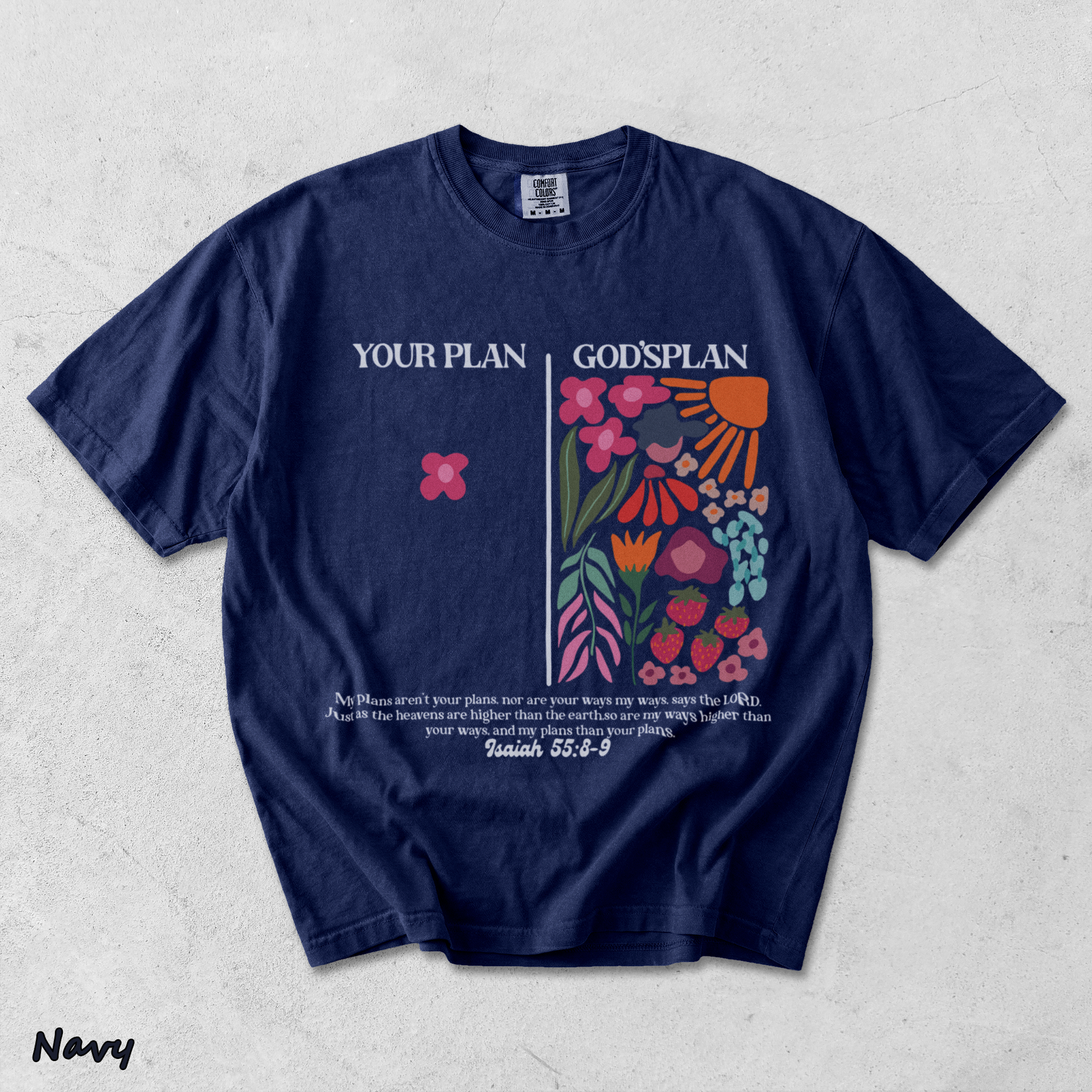 Your Plan God's Plan Washed Christian T-shirt back - True Navy mockup