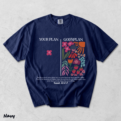 Your Plan God's Plan Washed Christian T-shirt back - True Navy mockup